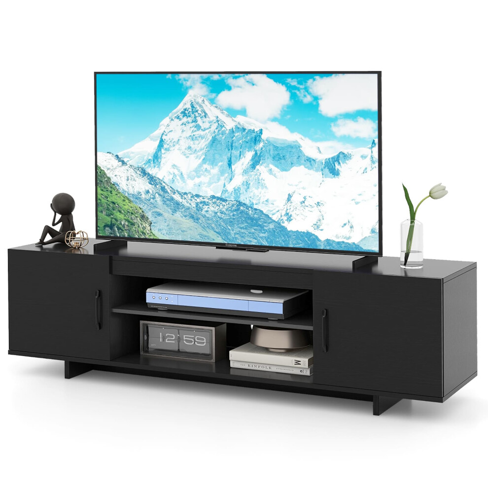Costway 152 Cm Entertain Center Tv Stand For Tvs Up To 70 Inches-Black