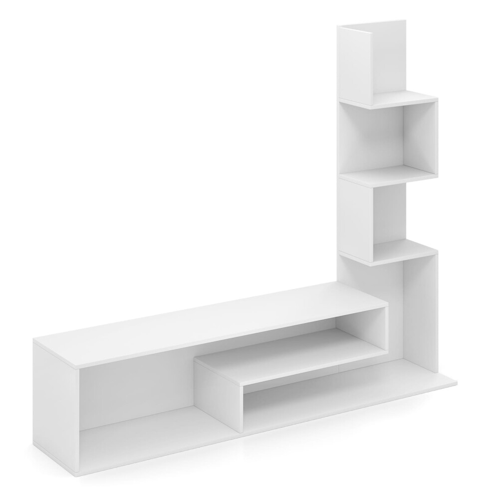 Cube TV Stand for TVs up to 50" Media Console Table with Shelves-White