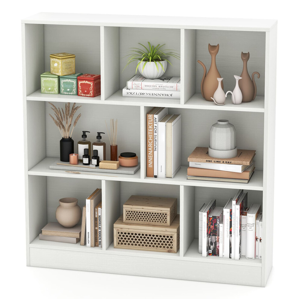 8-Cube Bookshelf 3-Tier Storage Organizer 100 CM Wood Display Shelf