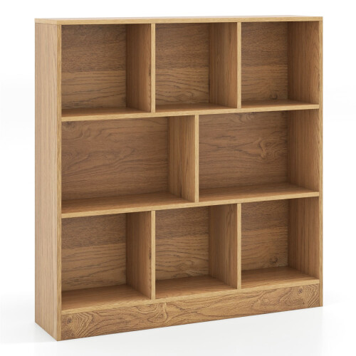 Costway 8-Cube Bookshelf 3-Tier Storage Organizer 100 CM Wood Display Shelf