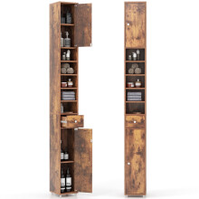 180 cm Bathroom Tall Slim Cabinet Freestanding Storage Cabinet w/ Drawer-Brown