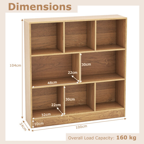 Costway 8-Cube Bookshelf 3-Tier Storage Organizer 100 CM Wood Display Shelf 1