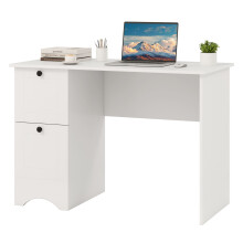 Computer Desk Home Office Writing Desk Study Desk w/ 2 Drawers-White