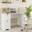Costway Computer Desk Home Office Writing Desk Study Desk w/ 2 Drawers-White 4