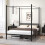 Costway Double Canopy Bed Frame 4-Poster Metal Platform Bed with Headboard-Black 4