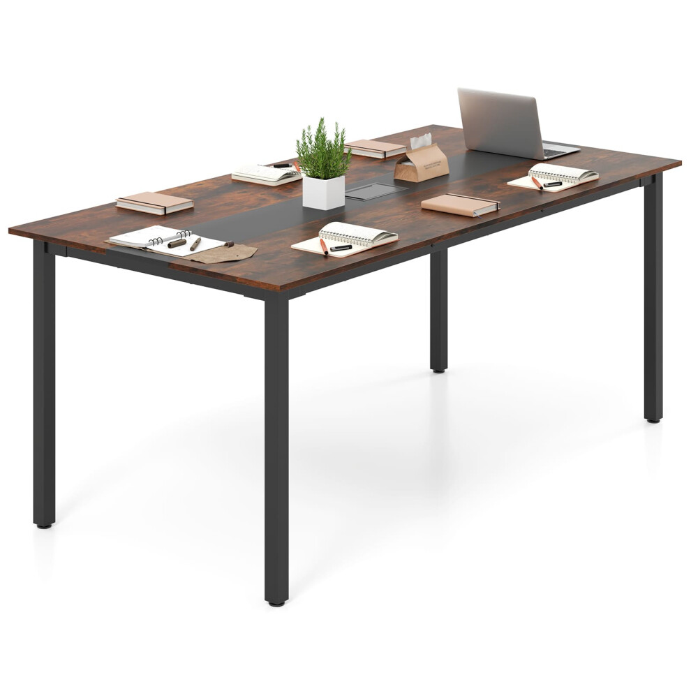 Conference Room Table Rectangle Seminar Table 180 x 90 cm-Brown