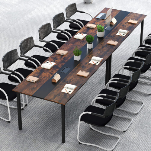 Costway Conference Room Table Rectangle Seminar Table 180 x 90 cm-Brown 2