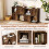 Costway 4-Cube Bookcase 3-Tier Bookshelf Storage Organizer w/2 Cabinets-Coffee 5