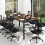Costway Conference Room Table Rectangle Seminar Table 180 x 90 cm-Brown 5