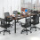 Costway Conference Room Table Rectangle Seminar Table 180 x 90 cm-Brown 6