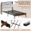 Costway Double Size Metal Bed Frame w/ LED Light & Charging Station-Brown 7