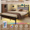 Costway Double Size Metal Bed Frame w/ LED Light & Charging Station-Brown 5