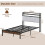 Costway Double Size Metal Bed Frame w/ LED Light & Charging Station-Brown 2