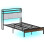 Costway Double Size Metal Bed Frame w/ LED Light & Charging Station-Brown 1