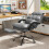 Costway Ergonomic Office Chair PU Leather Computer Chair w/ Footrest-Grey 7