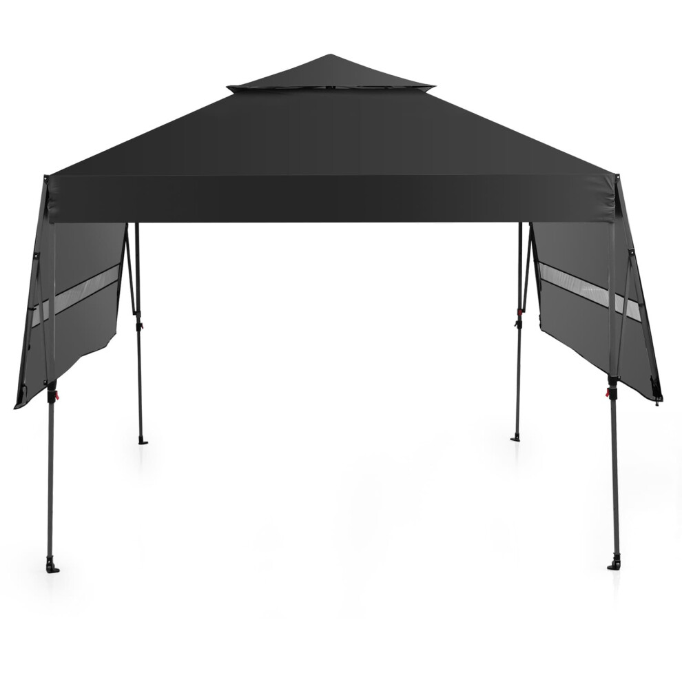 10 x 17.6 FT  Outdoor Instant Pop-up Canopy Tent W/ Dual Half Awnings-Black