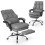 Costway Ergonomic Office Chair PU Leather Computer Chair w/ Footrest-Grey 1
