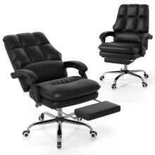 Ergonomic Office Chair PU Leather Computer Chair-Black