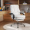 Costway Ergonomic Office Chair PU Leather Computer Chair w/ Footrest-White 3