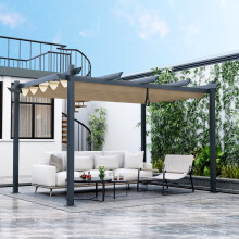 4 x 2.9M Outdoor Aluminum Retractable Pergola Canopy Shelter Grape Trellis Beige
