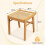 Costway Bamboo Vanity Stool Rattan Top Sitting Stool Footrest 2