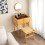 Costway Bamboo Vanity Stool Rattan Top Sitting Stool Footrest 7