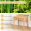 Costway Bamboo Vanity Stool Rattan Top Sitting Stool Footrest 5