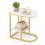 Costway C-shaped End Table Modern Sofa Side Table with Storage Shelf-White 1
