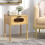 Costway Bamboo Bedside Table with Tempered Glass Drawer Square Bedroom End Side Table 4