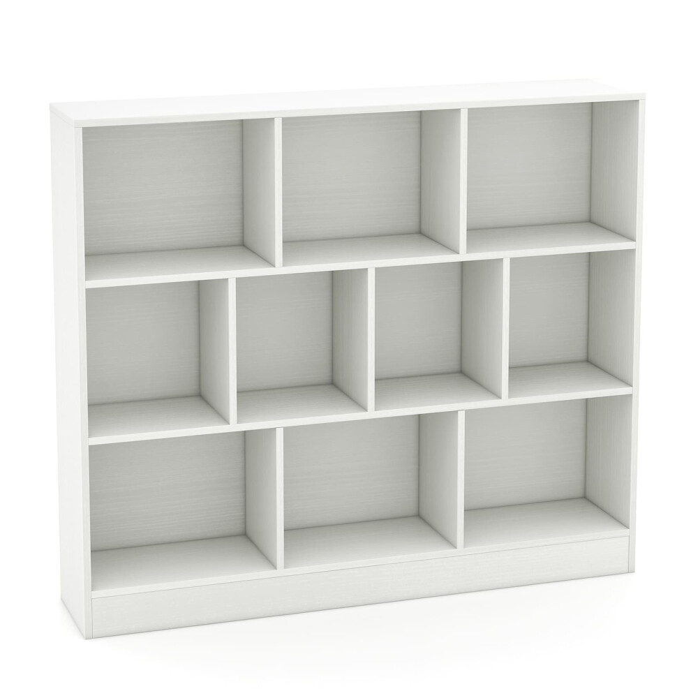 10-Cube Bookshelf 3-Tier Wood Display Shelf 120cm Storage Organizer