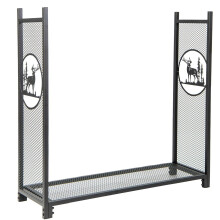 Firewood Rack Stand Heavy-Duty Log Rack Holder Mesh Sides Fireplace Wood Storage