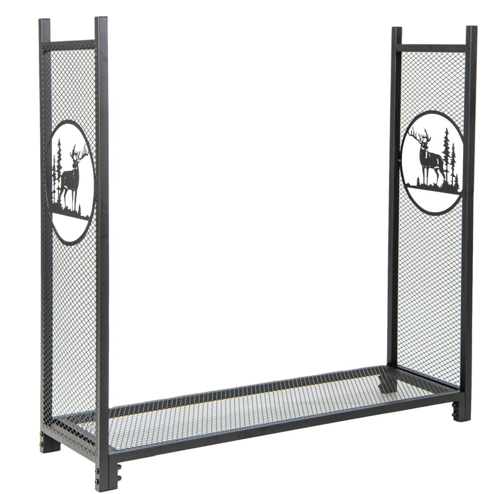 Costway Firewood Rack Stand Heavy-Duty Log Rack Holder Mesh Sides Fireplace Wood Storage
