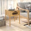 Costway Bamboo Bedside Table with Tempered Glass Drawer Square Bedroom End Side Table 5