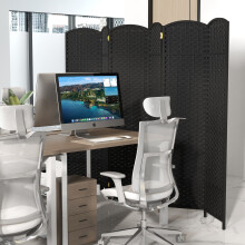 6-Panel Room Divider 240 x 170 cm Folding Privacy Screen Wooden Frame Partition Screen