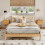 Costway 2-Drawer Sofa Side Bedside Table w/ Solid Wood Legs-Natural 3
