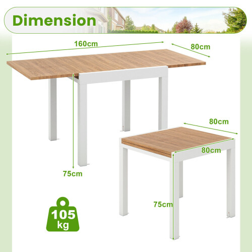 Costway 4-6 Person Expandable Patio Dining Table Aluminum Rectangular Indoor Outdoor Table 1