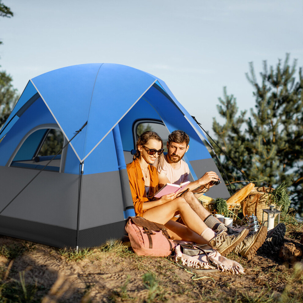 3-person Camping Tent Waterproof Double-layer Tent w/ Removable Floor Mat