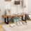 Costway Entryway Bench 152cm Long Shoe Bench Wooden Dining Bench 3