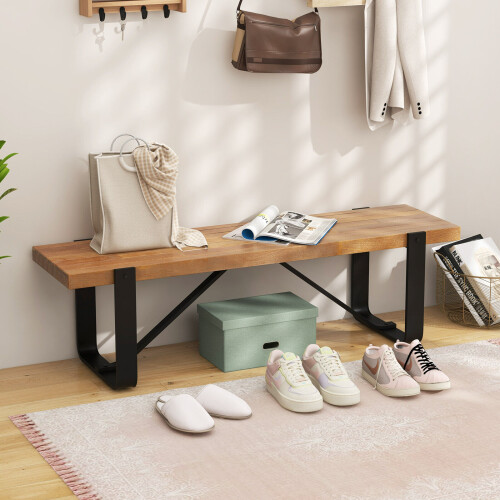 Costway Entryway Bench 152cm Long Shoe Bench Wooden Dining Bench 2