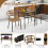 Costway 3 Piece Patio Dining Set 2 Varied-Size Stackable Rattan Chairs-Natural 3