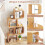 Costway 4-Tier S-Shaped Bookcase Bamboo Bookshelf w/ 4 Open Cubes-Natural 3