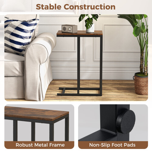 Costway C-Shaped End Table for Couch and Bed 64 CM High Sofa Side Table 1
