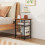 Costway 2PCS Industrial End Table Height Adjustable 3-Tier Side Table-Brown 6