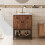 Costway Bathroom Vanity Unit with Basin Rustic Floor Basin Cupboard Ceramic Sink 5