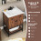 Costway Bathroom Vanity Unit with Basin Rustic Floor Basin Cupboard Ceramic Sink 2
