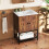 Costway Bathroom Vanity Unit with Basin Rustic Floor Basin Cupboard Ceramic Sink 4