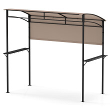 239 x 108 cm Grill Gazebo Outdoor Patio BBQ Canopy w/ Metal Shelves-Brown