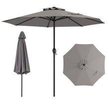250 cm Patio Umbrella Outdoor Heavy Duty Market Umbrella-Grey