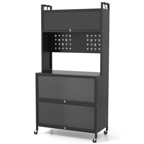 Costway 5 Tier Kitchen Bakers Rack Multifunctional Microwave Stand-Black