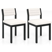 2 Pcs Imitation Lamb Fleece Home Chair Modern Dining Chairs-White
